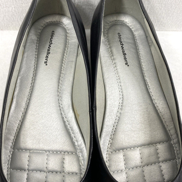 Cloudwalkers Hudson Shoes Womens 9.5 W Black Flats‎ Silver Medallion Comfort - Picture 4 of 12